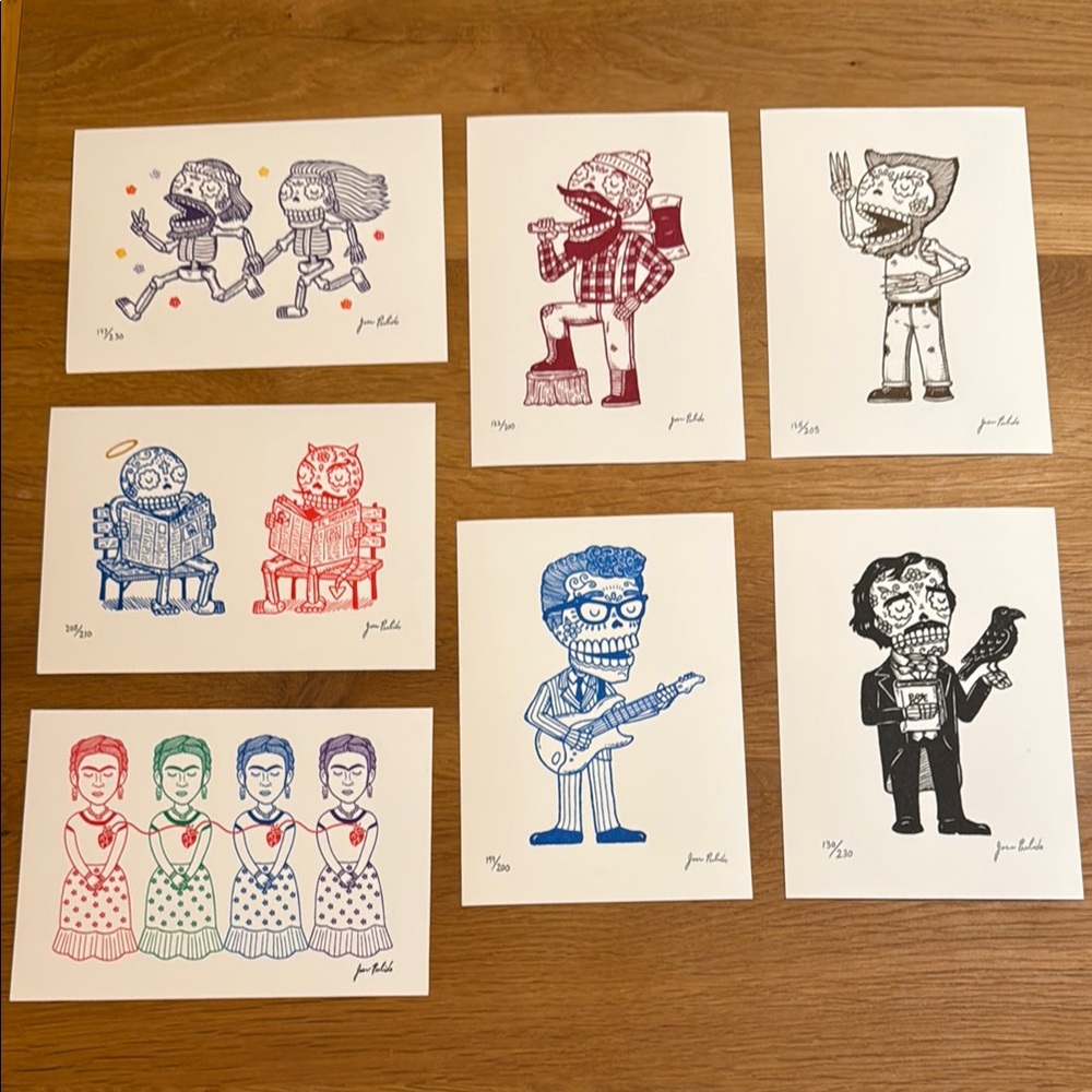Mis Nopales Jose Pulido Gocco Screenprint Calavera Art Print Set